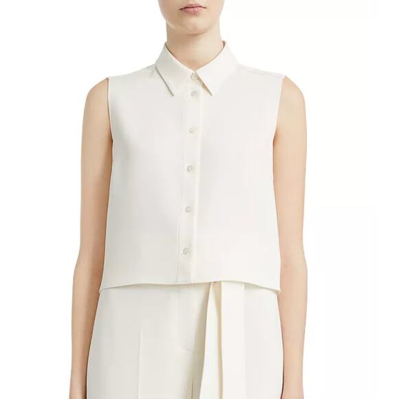 Theory Shrunken Sleeveless Shirt B Classic Crepe Large - Picture 1 of 11